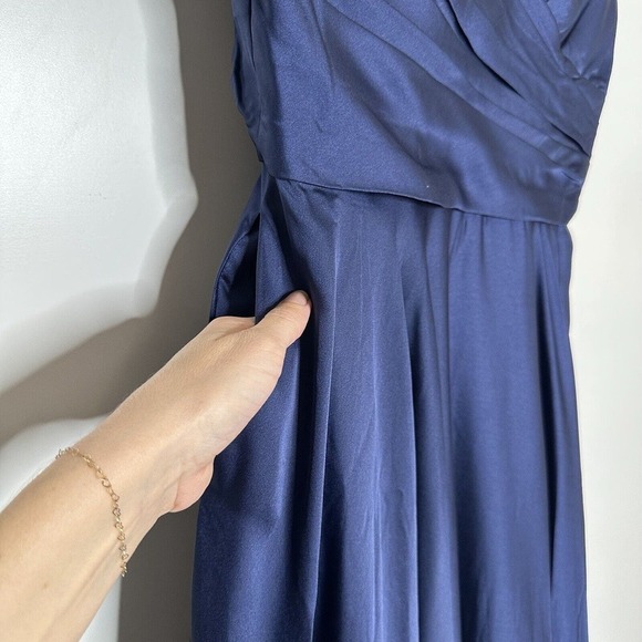 NEW La Femme Strapless Gown Dress Side Slit Back Zip Women's Navy Blue Size 14 - Picture 5 of 7